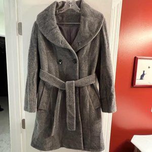 Calvin Klein Wool Alpaca Button Front Belted Trench Coat